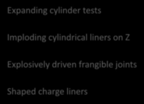 Examples of PDV experiments in the literature with potential offnormal motion Expanding cylinder tests Imploding cylindrical liners on Z