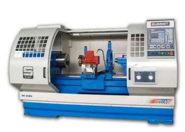 A highly automated lathe, where both cutting, loading, tool changing, and part unloading are