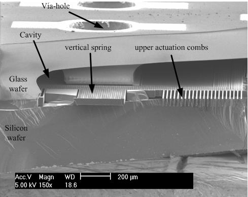 Fig. 9 The cross section of the wafer-level vacuum packaged gyroscope 3.