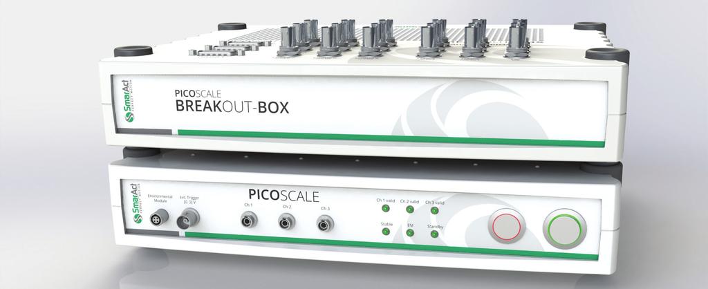 BASICS PICOSCALE Powerful displacement sensor Table-top version and Breakout-Box Rack version BENEFITS OF THE PICOSCALE Michelson principle enables
