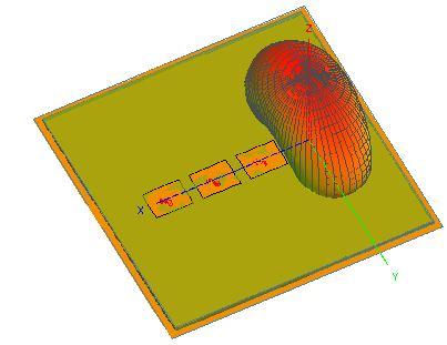 array is shown in Fig (11) Fig 8: The linear polarization 3D view of uniformly distributed linear rectangular patch antenna array Fig 11: 3D radiation pattern for binomial distribution & linear