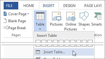 Inserarea de tabele mai mari sau tabele cu lățime particularizată Pentru tabele mai mari și pentru mai mult control asupra coloanelor, utilizați