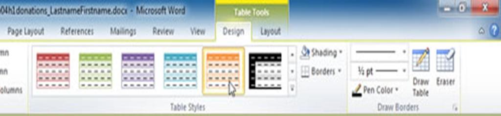 2. În grupul Table, faceți clic pe Select, apoi faceți clic pe Select table. 3. Sub Table Tools, faceți clic pe fila Design. 4.