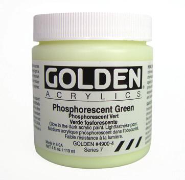 GOLDEN Fluorescent Acrylics are intense, brilliant colors, produced from dyes surrounded by a polymer coating. Because achieved by working over a bright white surface.