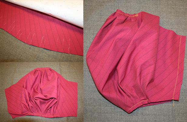 SLEEVE Mark pleat marks on the fabric. Pin pleats on armhole line as marked on the pattern. Fix it with a wide stitch.