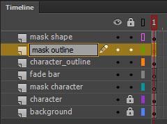 Insert two new layers above the character layer, and name them mask