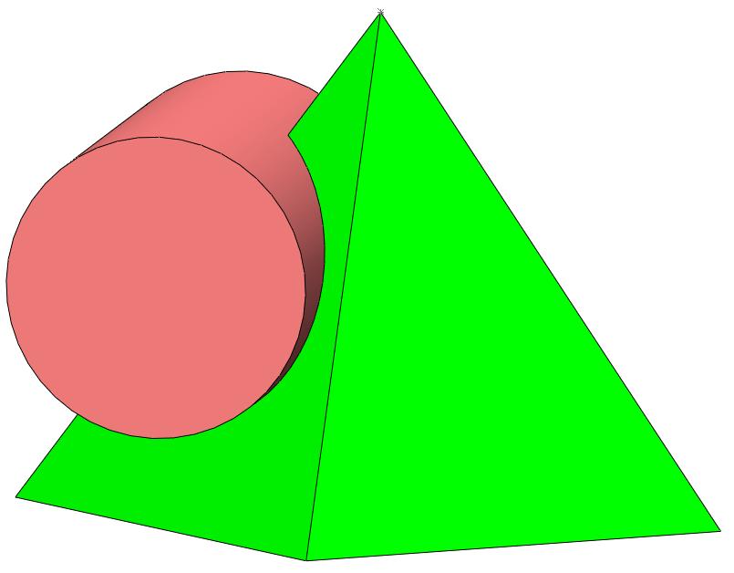 The box is based on a square based pyramid. The window is created with a cut generated by a cylinder. Generate the pyramid, removing the cut material for the window.