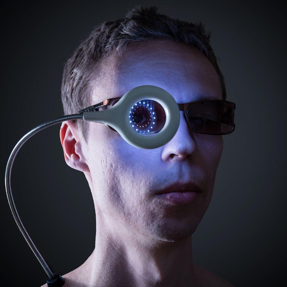 Self-portrait 2013 Photoshop / Lightroom The idea was to create a self-portrait as a cyborg who is calibrating his visual system.