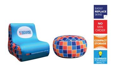 Branded Inflatable Furniture Inflatable chair, sofa, ottoman for your show room or next event.