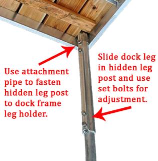 end that will accommodate the same 1/2 x 1-1/4 long hex bolts and nuts used in the dock leg holders.
