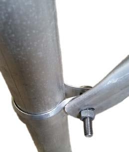 A cross brace consists of (1) aluminum cross brace, (2) tie clamps, and (2) carriage bolts and nuts (Image 8).
