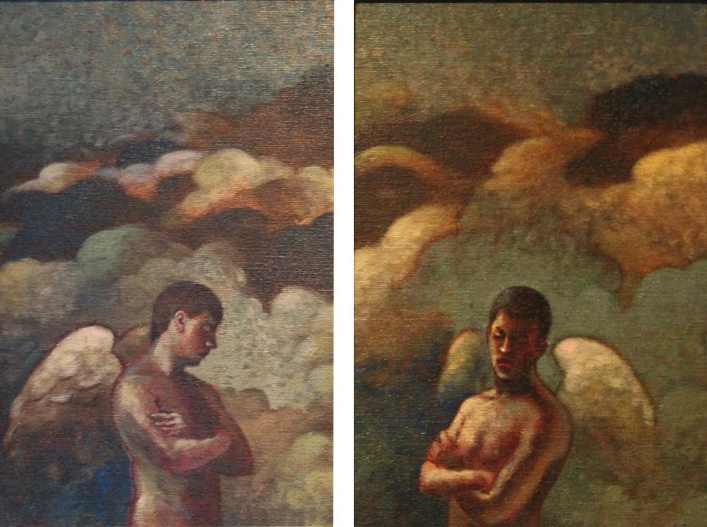 GAYAN PRAGEETH, Angels, Acylic on Canvas These two pieces were commissioned for the hotel and the frames in which they sit.