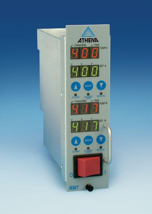 Series RMT (Dual Zone) The Athena Series RMT is a microprocessor-based, dual-zone temperature controller specifically designed for runnerless molding applications effectively doubling the zone count