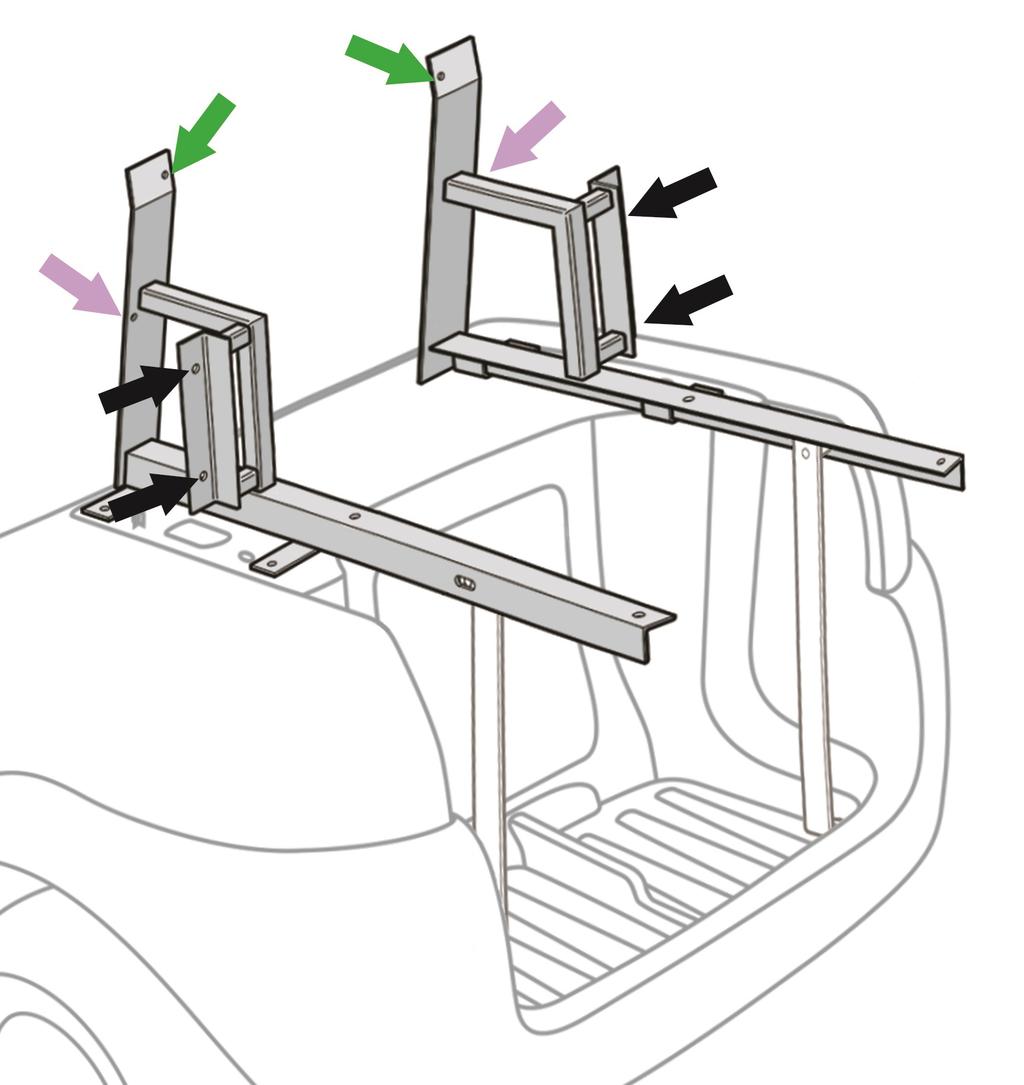 4. Fasten the vertical support brackets to the utility box support frames using (2) 10mm x 50