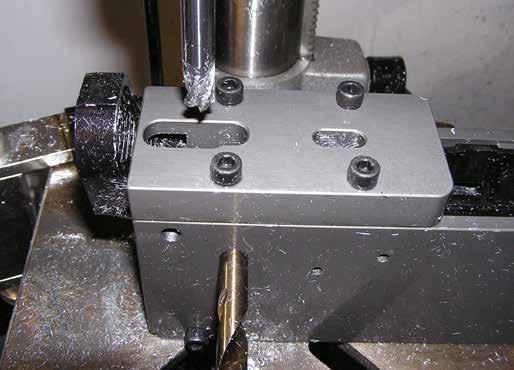 Use caution when milling the rear shelf area not to mill into the jig bolt. Remember to start with at least 1/4 (0.