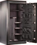 Inside the safe is fully lined and has interior door storage as well as a customisable shelving system.
