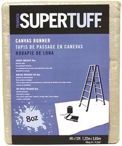 DROP CLOTHS SUPER TUFF 58907 DROP CLOTH, 4 FT W X 12 FT L, CANVAS 9882721 Y TRIMACO 58907 047034589071 58907/68107 DROPCLOTH 4X12 Premium contractor grade for painting and cleaning, wallpapering and
