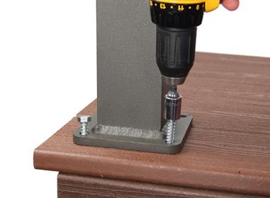 Pre-drill holes for mounting hardware, then fasten post with mounting hardware (not included). See below for mounting options.