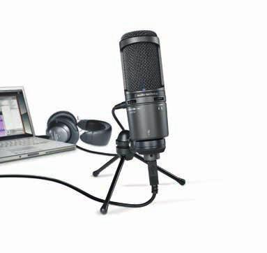 USB Microphones AT2020USB+ USB Cardioid Condenser Microphone cardioid top applications: voiceovers, podcasting, home studio recording Condenser microphone with USB output for digital recording High
