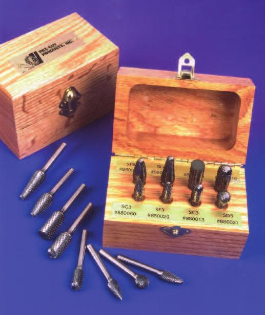 Kits Carbide Bur Kits 8 Piece box set Contains double cut burs Presented in a protective oak box Part