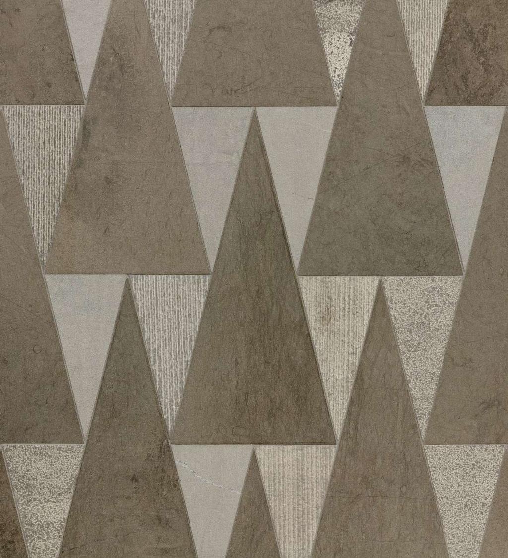 SUMMIT Mixed texture triangles interlock in a large format, striking stone mosaic.