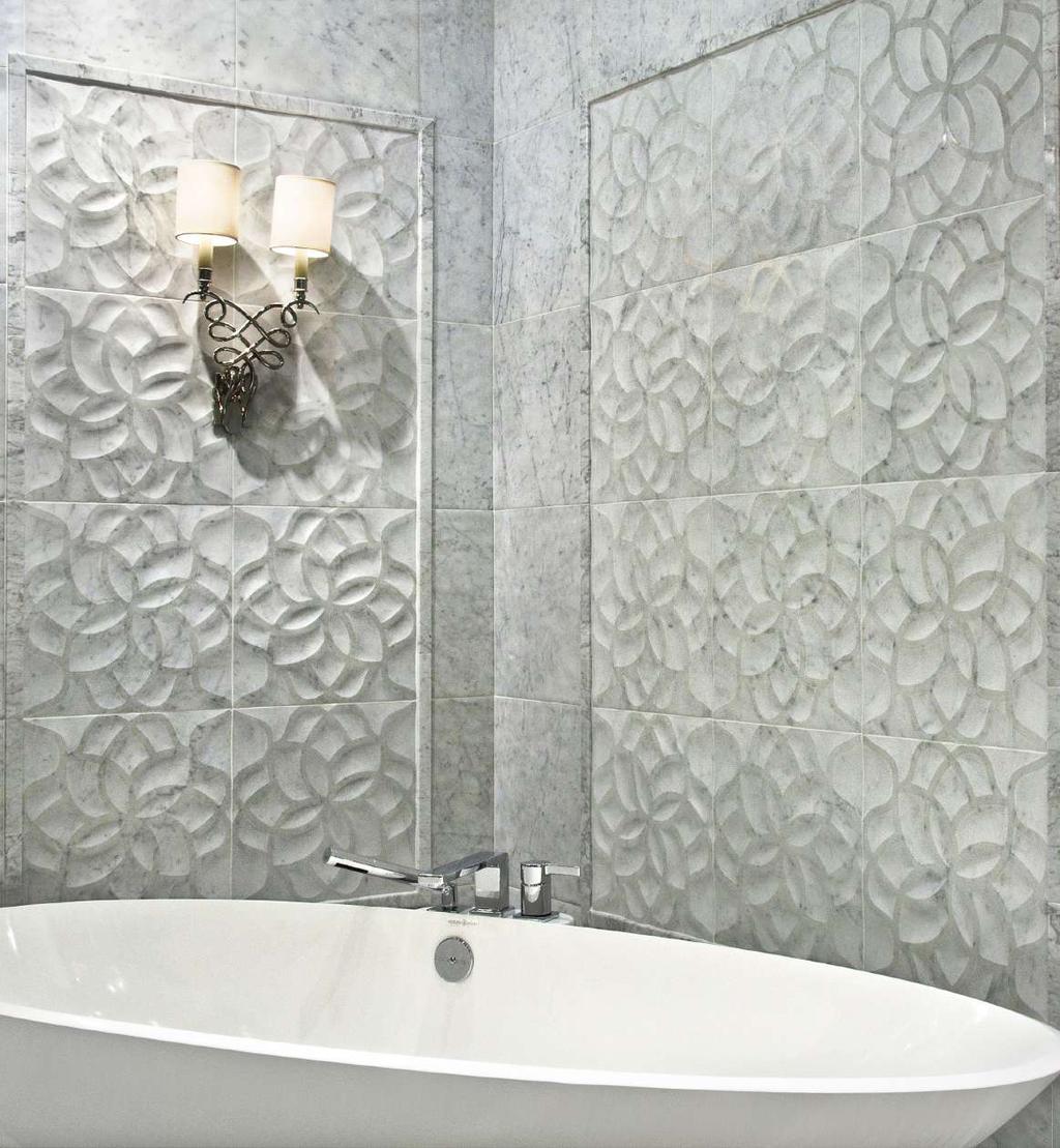 ZIVA LOTUS Beautiful carved and hand-finished stone tiles inspired by nature and brought to life by craftsman using both traditional and modern techniques.