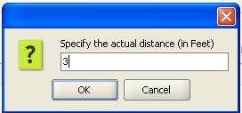 2. Drag to create a line between two points. A dialog box appears. 3. In the dialog box, type the actual distance between the two points. 4. Click OK then click Next.