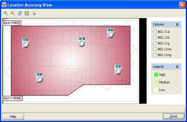 2. You can view Location Accuracy and access an RSSI Visualization for an area.