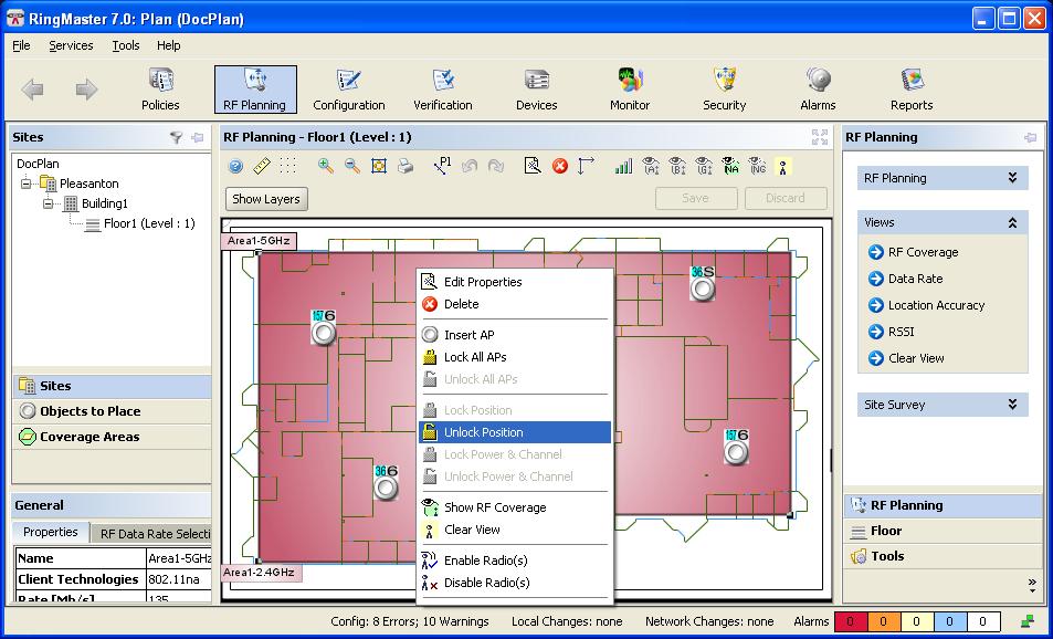 Coverage and Capacity Planning 2. Right-click (Macintosh: Control+click), and select Unlock Position. You can now move or resize the coverage area. 3.