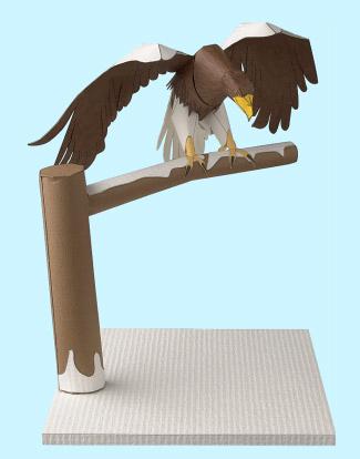 4 Completion Here are pictures of the completed models. Please refer to them when assembling and painting. Colored Steller's Sea Eagle Photo of realistically colored paper sculpture.