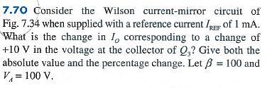 p7.70: Wilson Current Mirror 11 Find R if