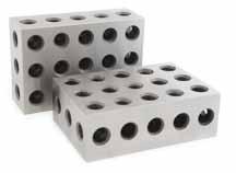 Parrallels SET UP xx" Economy Blocks Hardened steel, hardness 0-0 HRc on sides Feature holes: holes are tapped /8-; others untapped Squareness of all sides is within.000"/" Size within ±.