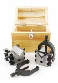 9 Toolmaker s V Block & Clamp Case hardened and ground Two V s, four tapped holes /8- UNC Central hole in V for removing pins and drilling Forged clamp has adjustable side screw Work
