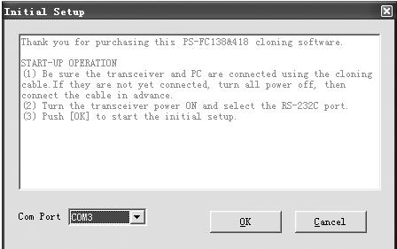 Programming Software Installing & Starting (THIS INSTRUCTION TAKES WINDOWS XP AS AN EXAMPLE) 1. Double-click PS-FC138&418 SETUP.EXE, and then install the software as per computer instructions. 2.