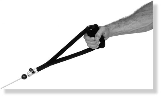 Most of the exercises you perform utilize this grip. Hand Cuff Grip: Slip your hand through the cuff so that the foam pad rests on the back of your hand.