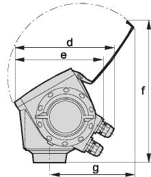 (lbs) Housing front view Housing front view Dimensions mm (inches) a b c d e f g Weight kg (lbs)