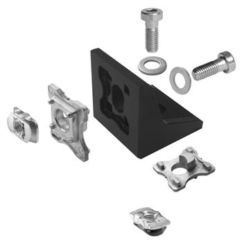 114 GUS 4_ Corner Bracket IBS M08x020NIKO Used for 90 connections and as strengthening element in combination with Robotunits fasteners, for both mm and mm series extrusions, e.g.: / series combination / series combination / series combination 7.