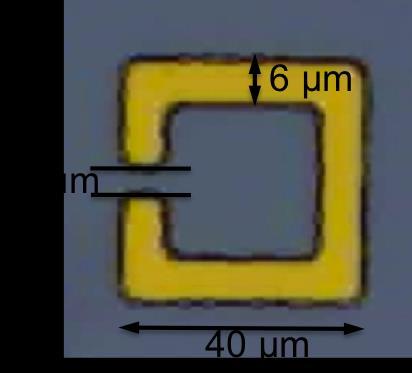 The larger SRR arrays that were custom designed to eliminate experimental artifacts (to be described in Chapter 6) and uncertainties in the interpretation of results have a 30 mm x 30 mm clear