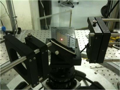 Figure 5-12 Terahertz focus detection 5.3.3 Optical adhesion Based on the Kretschmann ATR configuration, the samples were contact mounted onto the TIR surface.