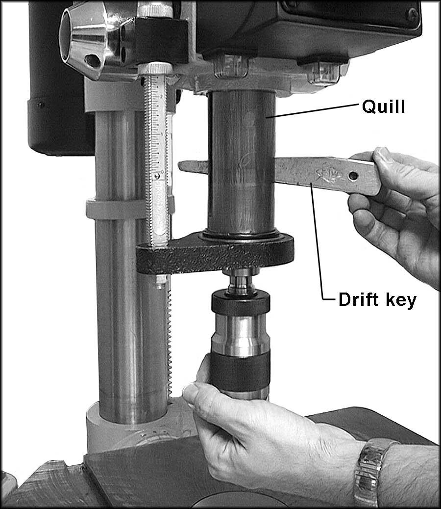 Installing Arbor and Chuck 1. Disconnect machine from power source. 2. Thoroughly clean the entire arbor and the inside of the chuck (Figure 9) with a soft rag and solvent such as mineral spirits.