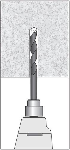 Instructions Concrete 1. Use the correct size masonry drill and drill the hole at least one anchor diameter deeper than the calculated embedment depth.