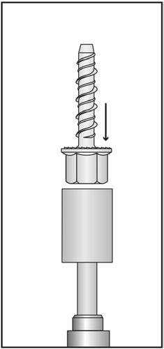 . Thread the appropriate diameter steel threaded rod or threaded bolt into the anchor. The threaded rod or bolt should fully engage the thread length of the anchor.