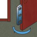 4 Door Preparation (If Needed) door stop hole template low side of bevel top of door 1 Pull door