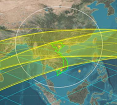 Figure 9-2 Low Inclination Orbit Specialized for Vietnam (in Figure, yellow area is observation areas) Source: The Study Team 6) Mr.