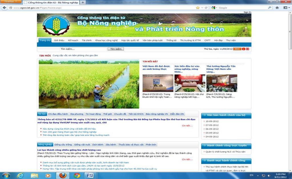 The website with agricultural statistics and information, as well as its content(s) are showed in Figure