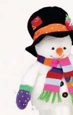 XS1435 snowman w/black corduroy hat, knitted