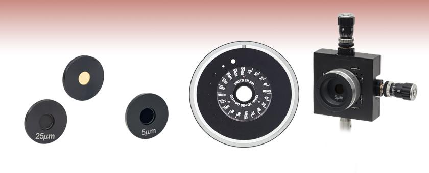 ST1XY D XY T l t Hide Overview O V E R V I E W Features Mounted Precision Pinholes from Ø1 µm to Ø1 mm Mounted High-Power Pinholes from Ø10 µm to Ø50 µm Chrome-Plated Fused Silica Pinhole Wheel with