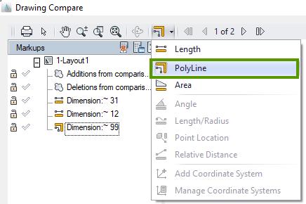Figure 15. Polyline button Then, select points along a line and the dimension with the approximate polyline length will appear.