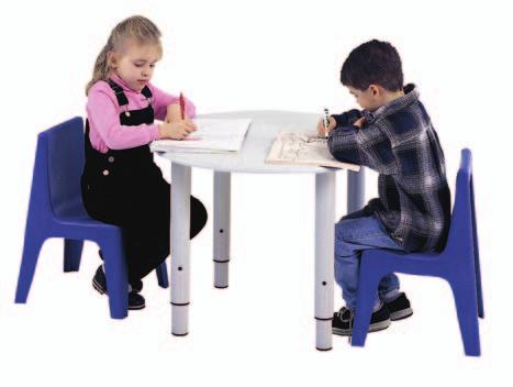 Our 30 diameter high pressure laminate table (WKAS) can comfortably seat from 1-4 children.