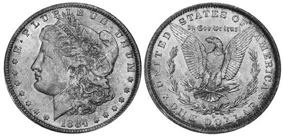 2 coins. 361. 1885-O. Very Choice to near Gem frosty Unc with nice lt rim toning. 362. 1887. VAM-12 DDO Gator eye. Top 100 variety. NGC MS62. 363.